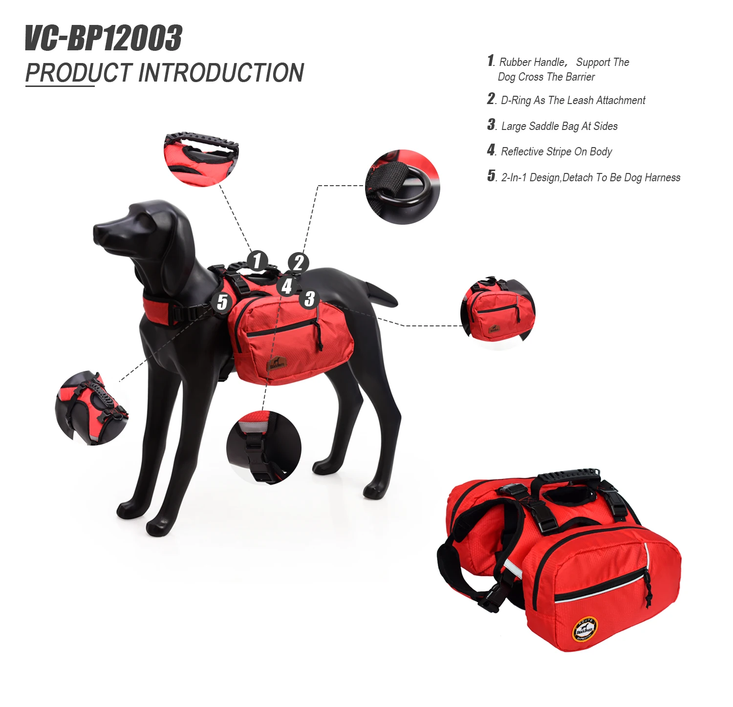 Blackdoggy Cb 2in1 Design Detachable Pet Carrier Bag Dog Backpack