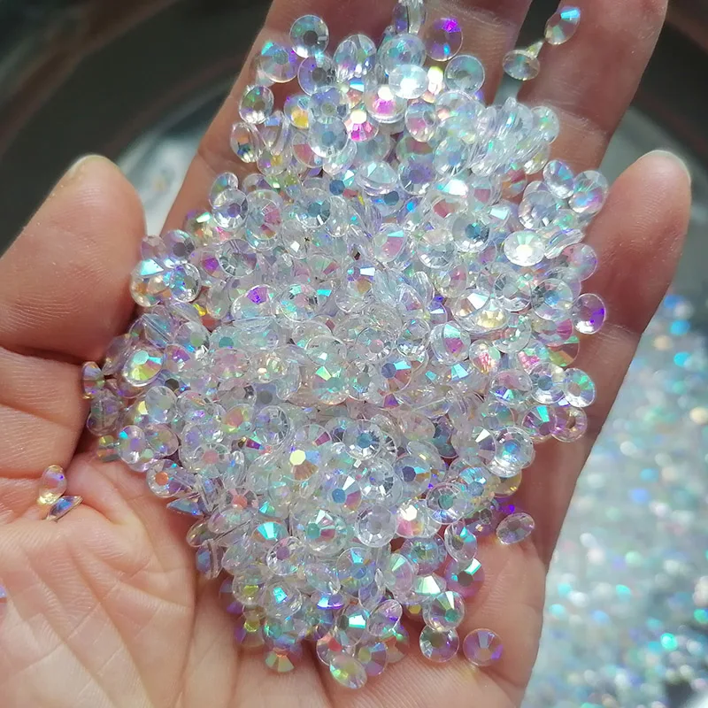 500g Chrystal Clear Flatback AB Coated Resin Rhinestone Slime Filler Supply Decoration