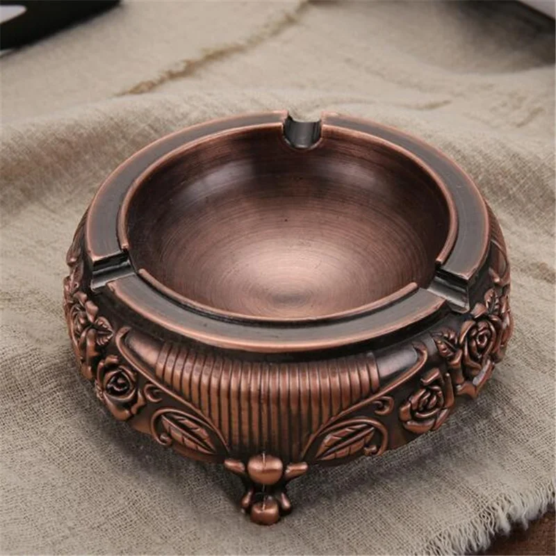 

Metal Retro Round Standing Ashtray, Burgundy/bronze