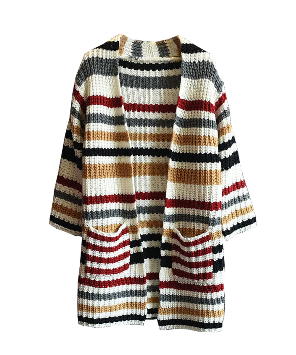 

New arrival mommy and me striped long-sleeved loose thickened cardigans for sale, Picture shown