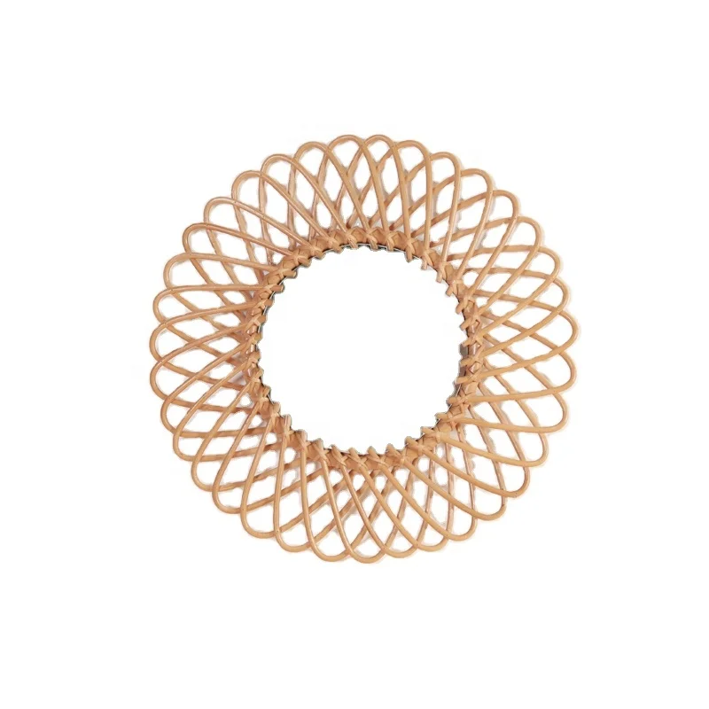
Luxury Hotel Rattan Wedding Makeup Home Decor Decorations Wall Decorative Mirror 