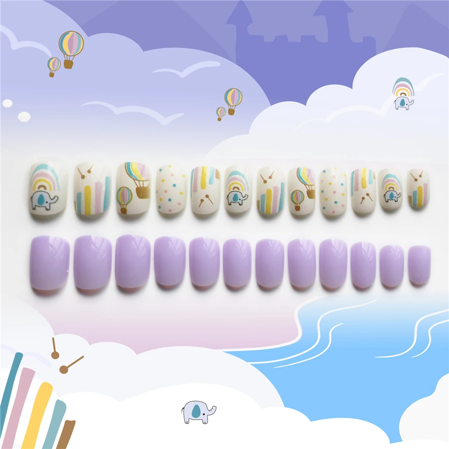 

Taro purple lovely cartoon elephant cute kids nails kids nail art set kids nail set