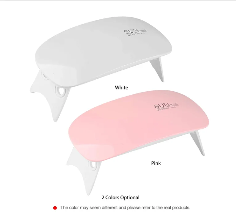 

6w Sunmini Mini Mouse Nail Lamp Foldable Portable USB Nail Machine Mmanicures Quick Dry Polishing LED Phototherapy Lamp, Pink white