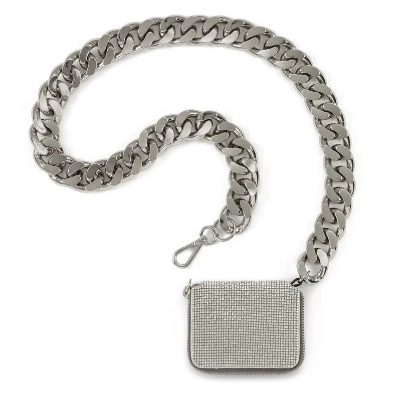 

Hip Hop Style Hot Young Girls Teenager Rhinestone Mini Purse Bag Thick Metal Chain Fashion Street Women Crossbody Shoulder Bag