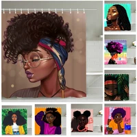 

2019 Amazon Top Seller Africa Black Girl Magic African American Print Premium Fabric Shower Curtain 71*71 inch