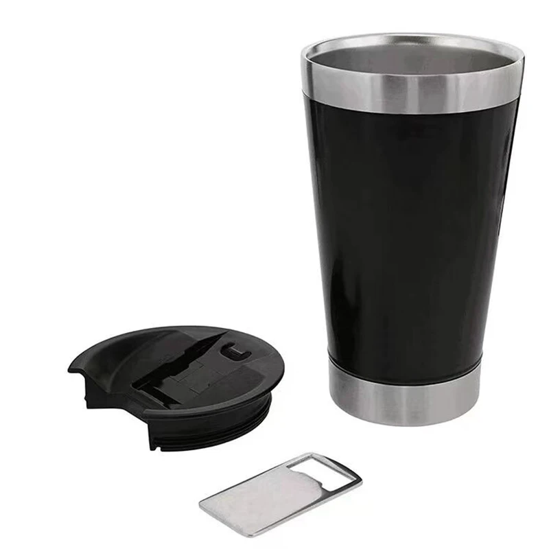 

16oz Stanley Thermos Insaluted Vacuum Double Wall Tumbler Cup Tea Coffee Beer Cup with Bottle Beer Opener, All