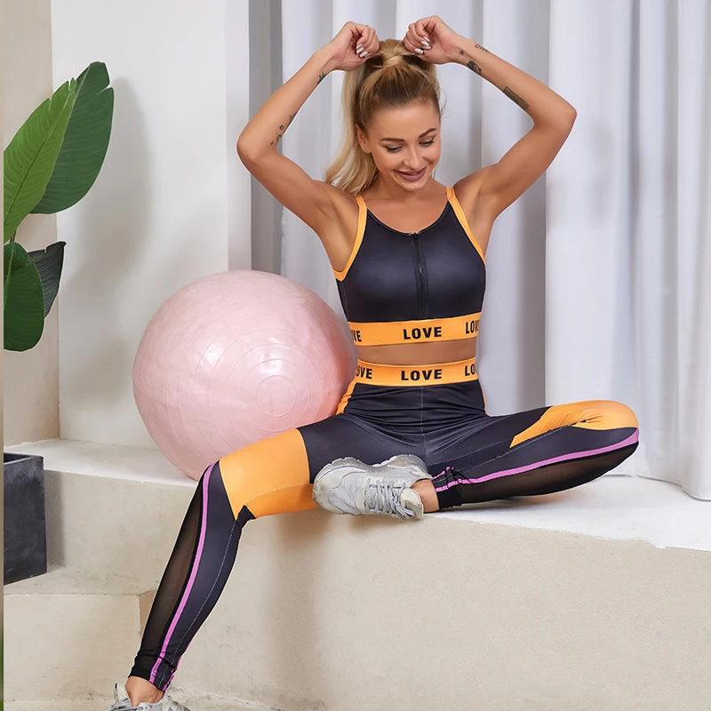 

Wholesale sportwear women's 2-piece high waist yoga set pant set yoga backless girls suit seamless scrunch butt backless yoga se, Customized