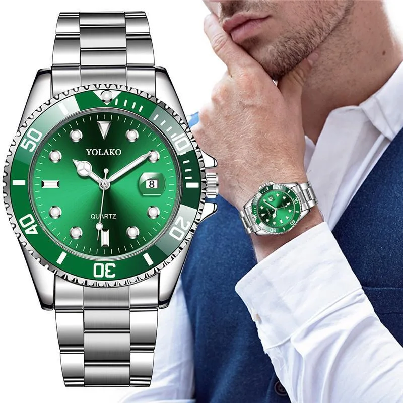 

2021 Custom LOGO High Quality Calendar Quartz Man Wristwatch Gold Stainless Steel Belt Dive Luxury Watch Men