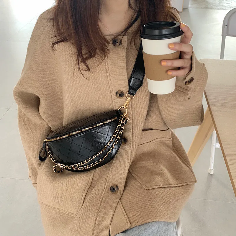 

Diamond Pattern Chain Sling Bags Quality PU Leather Small Shoulder Messenger Bag Lady Purses Women Chest Bag