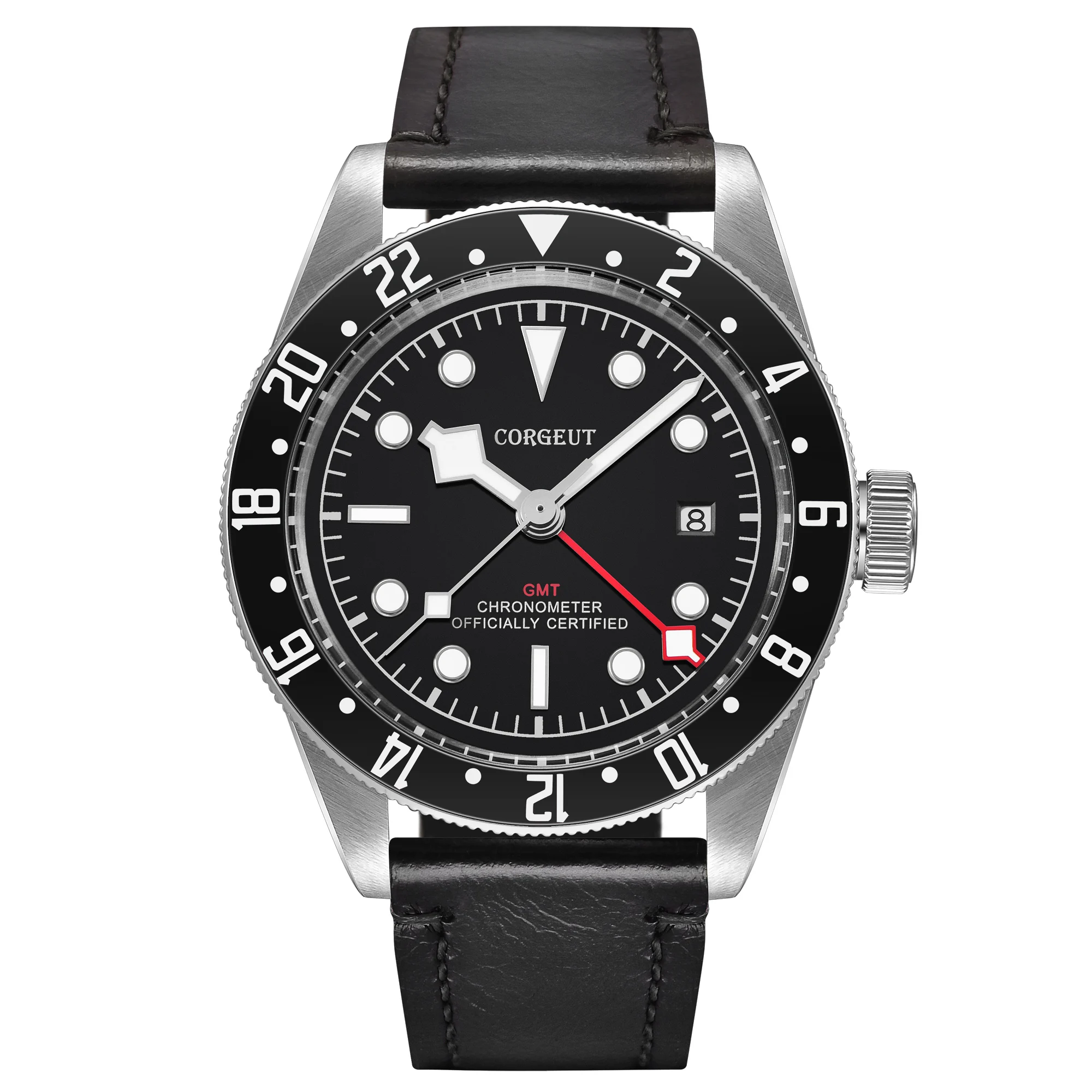 

high quality 41mm Corgeut black dial date GMT sport men automatic mechanical watches