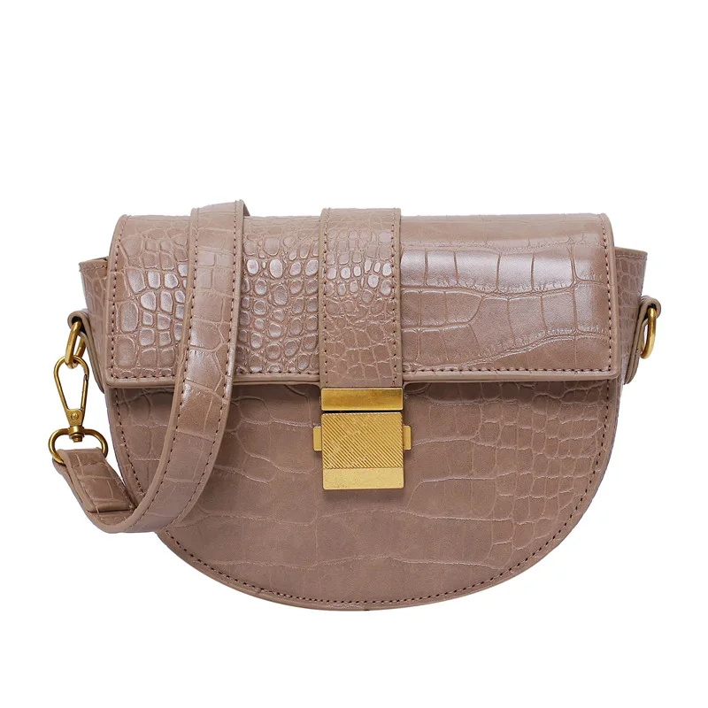 

2020 New Design Women Saddle Bag Fashion Crocodile Pattern Shoulder Bag Vintage Crossbody Bag, Black,brown,pink,oem