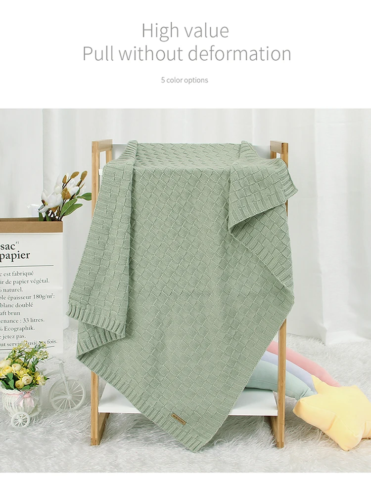 Mimixiong Custom Knitted Newborn Baby Summer Blanket Solid Color Cheap