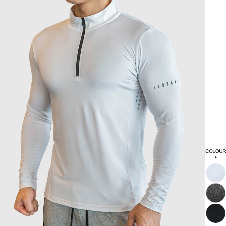 

Mens Performance GYM Golf quick dry Running Sport Shirts Active Athletic Long Sleeve Tops 1/4 Quarter Zip Pullover Shirts, Customized color