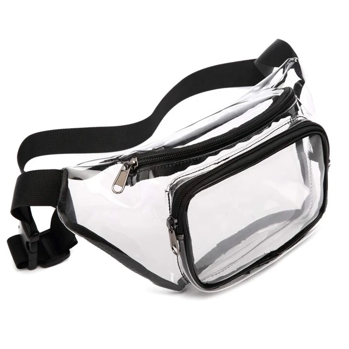 

Custom wholesale fashion adjustable transparent waist bag clear PVC fanny pack for women