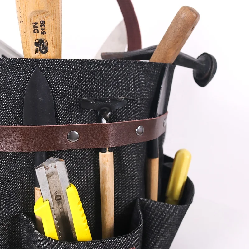 
Custom durable denim coated TPU Waterproof Bucket Garden Storage Tool Bag 