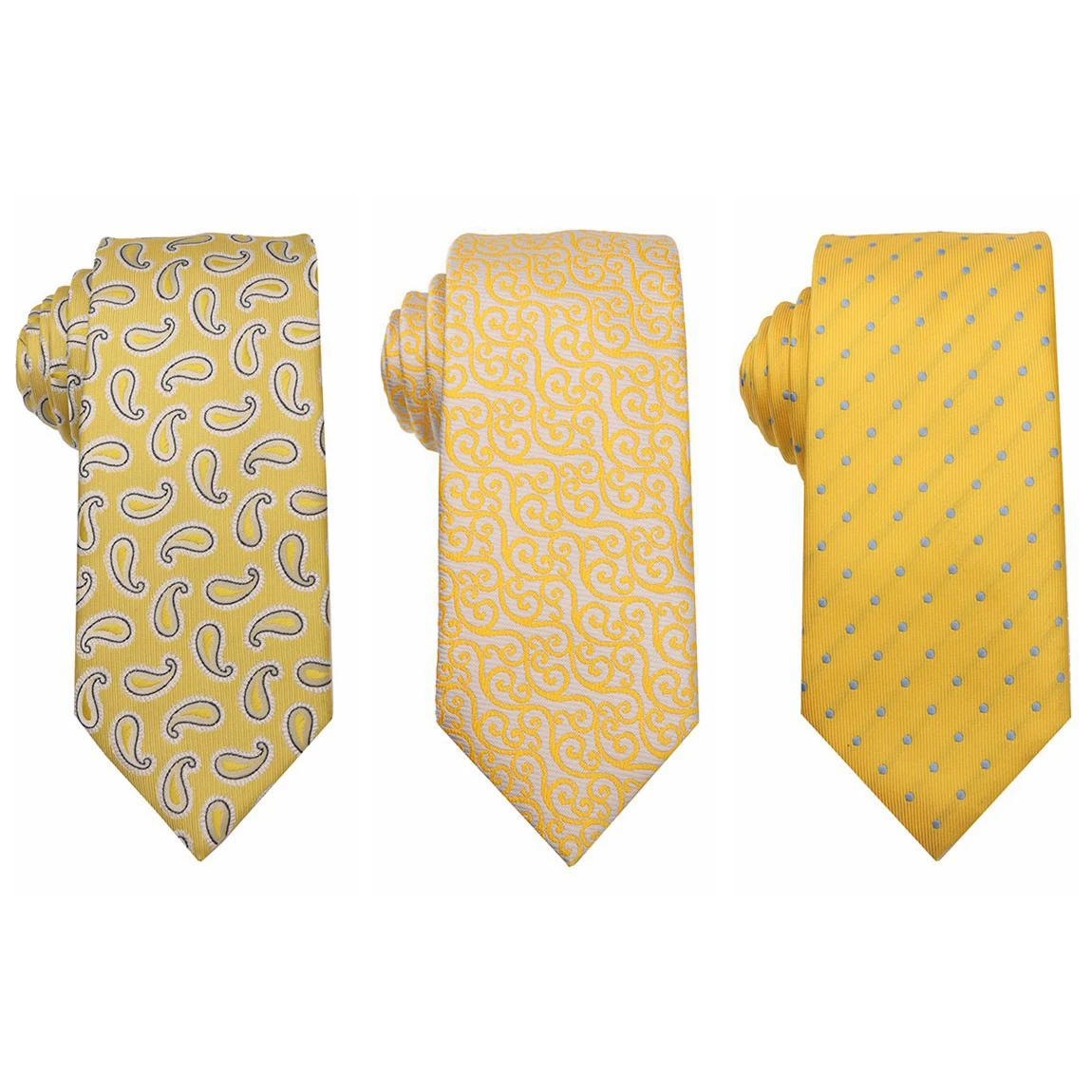 New Design Yellow Personalized Tie for Men Wedding 7.5cm Men's Polyester Necktie