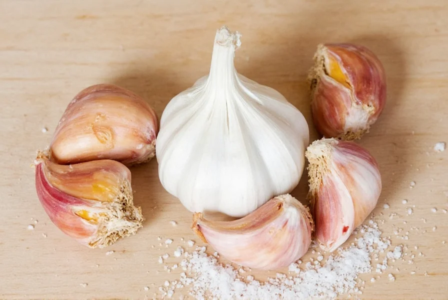 Various brands of garlic salt lined up for comparison