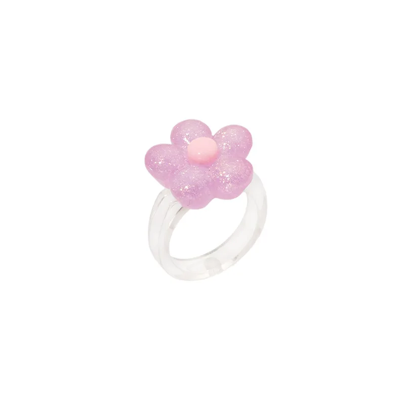 

New European and American simple fashion flower earrings women girl Japanese and Korean ins cute resin ring, Colourful