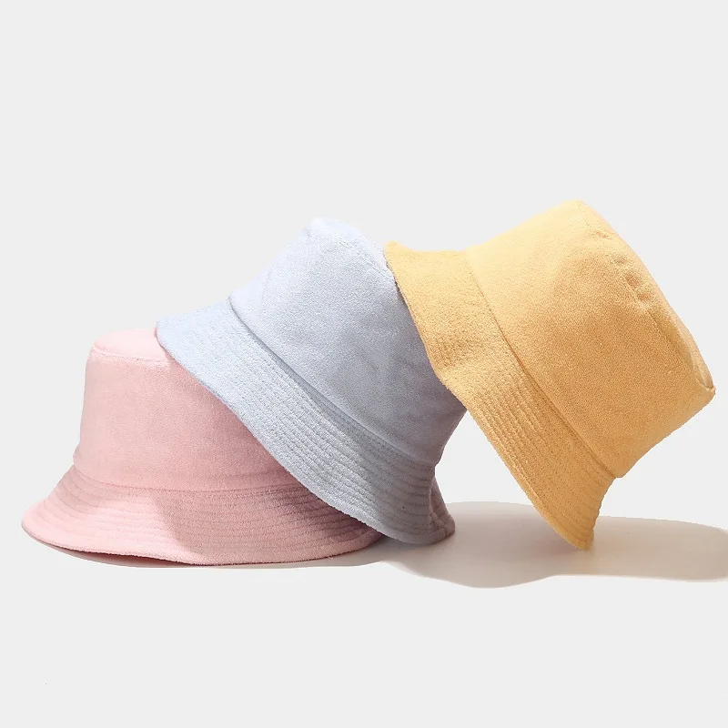 

Wholesale custom blank High Quality Customized Logo Embroidered cap Terry Cloth Cotton Towel fisherman Bucket Hat, Custom color