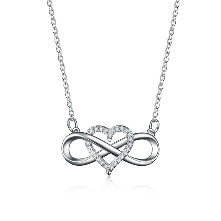 

Y172 Wholesale Colliers 925 Sterling Silver Gold Plated CZ Inlay Heart Infinity Charm Necklace For Women Fine Jewelry Necklaces