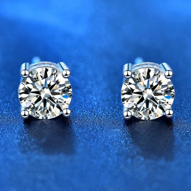 

Classic 4 Claw 0.5-1 Carat Diamond Test Past D Color Moissanite Stud Earrings Silver 925 Original VVS1 Gemstone Wedding Earrings