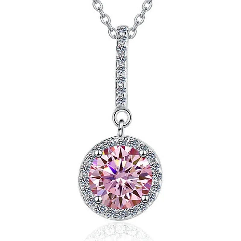 S925 Sterling Silver Classic Elegant Moissanite Necklace with Zircon Advanced Temperament for Weddings Parties Engagements