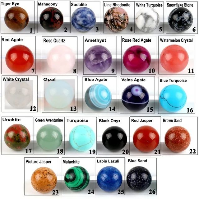 

CSJA 16mm natural stone loose beads no hole round crystal stone ball bead for pendant necklace 1pc (Message Choose Color) E506