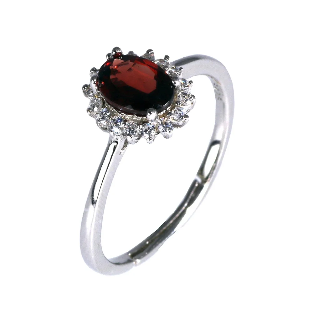 

Customized Wedding Vintage Women Oval Garnet Gemstone Jewelry Sterling Silver Ring