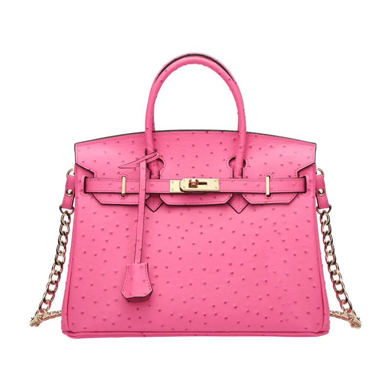 

2021 New Leather Handbags Cowhide Fashion Ostrich Pattern Platinum Bag Ladies Handbag Shoulder Diagonal Bag