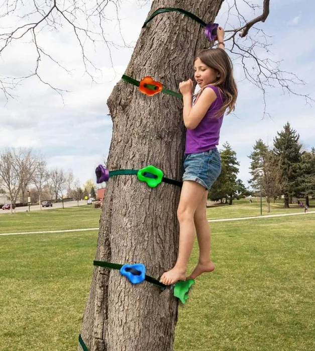 
Tree Climbers Climbing Holds for Trees, 12 Climbing Rocks with 6 Ratchet and Straps Climbing,Ninja Tree Climbers Climbing Holds 