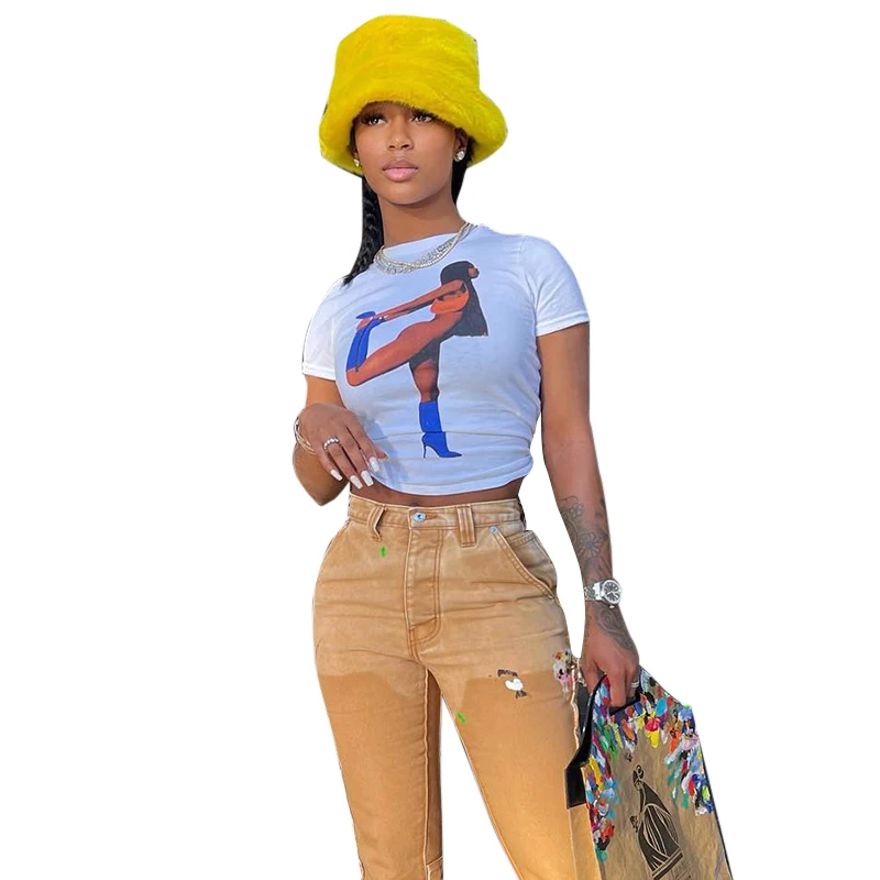 

Wholesale High Quality Ins Hot Selling Summer Stylish Ladies Bulk T Shirts Sports 100% Polyester White Women'S Graphic T Shirts, White graphic t shirts bulk t shirts