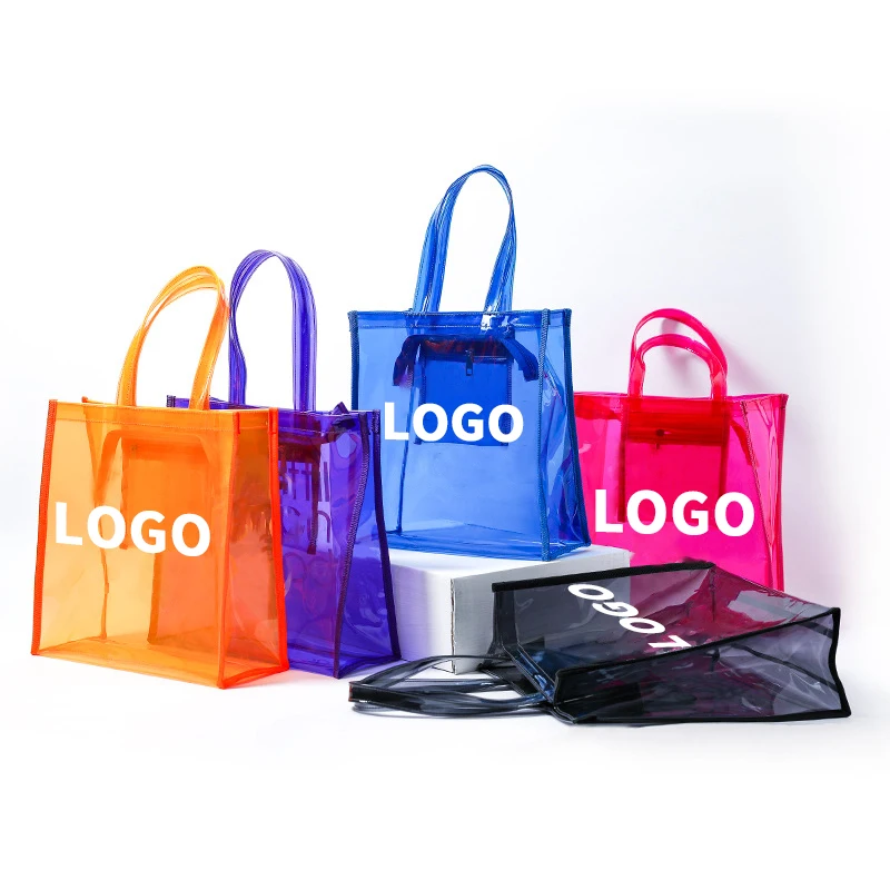 

New Fashion Summer Women Hand Bag Beach Jelly Tote Transparent Custom Logo Beach Bag Clear Pvc Jelly Purses And Bags, Blue/white/brown/black/yellow/rose/orange/pink/purple