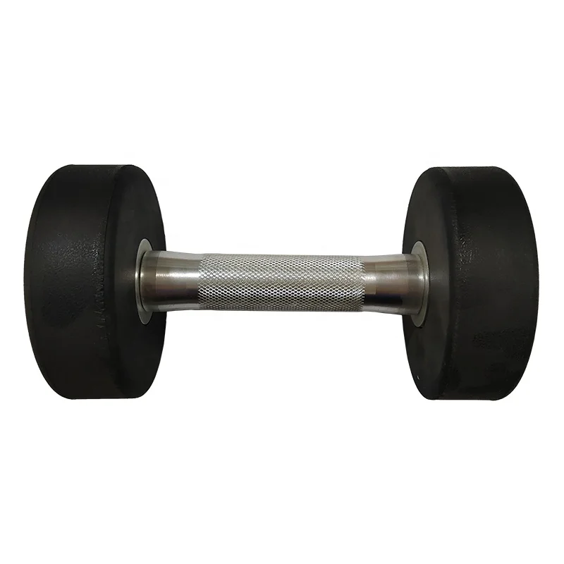 

AD3 Cross Fitness Gym Basic Equipment Black Nature Rubber Coated Round Head Dumbbells Free Weights