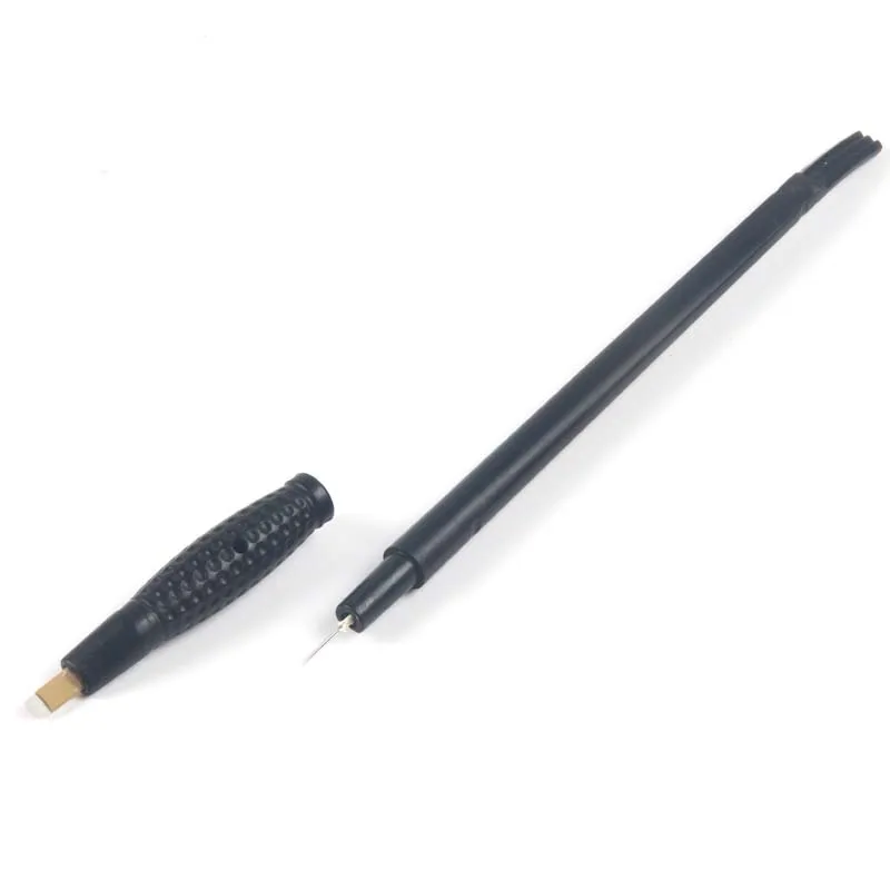 

New design Disposable Microblading Manual Eyebrow Tattoo Pen with 18U and R3 needle microblading tools, Black/white