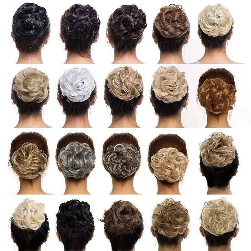 

Hot Sale Beautiful Messy Chignons Flower Hair Buns Synthetic Hair Buns