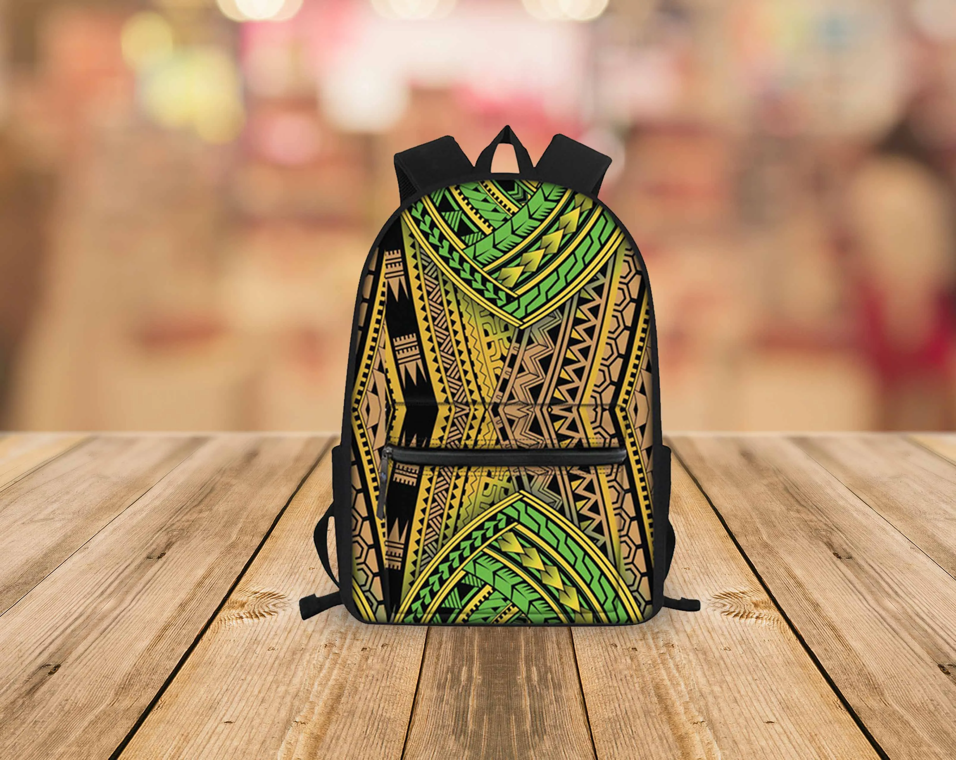 书包儿童背包定制批发卡通动物波利尼西亚部落图案黑色背部迷你背包