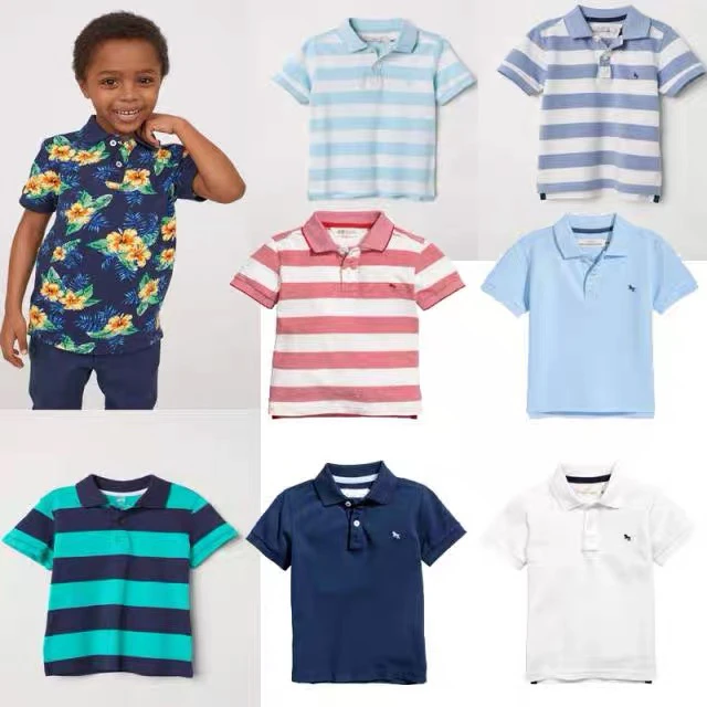 

Cotton Cartoon Printed Children Clothes Tops Short Sleeve Round Collar Little Boy T-shirts
