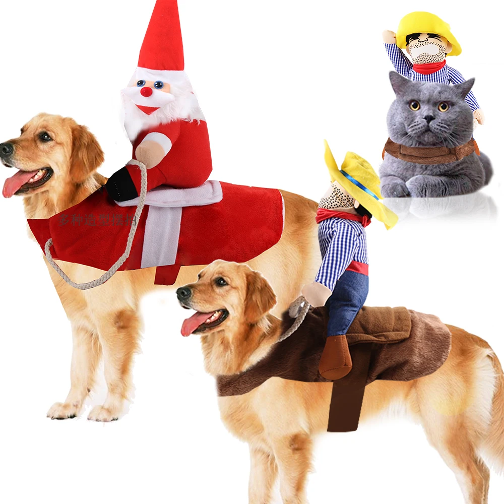 

2020 New Custom Popular Christmas wear dog products Santa Claus Dog Costume Christmas Dressing Up pet clothes christmas, Blue/red