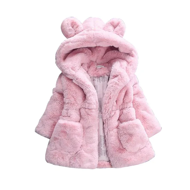 

Baby Kids Girl Princess Warm Coat Fleece Jacket Tops Fur Hooded Outerwear Winter