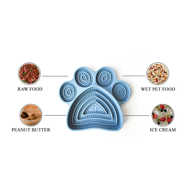 

Slow Feeding Custom Silicone Paw Shape Treat Licking Mat with Suction Pet Cat Dog Lick Mat