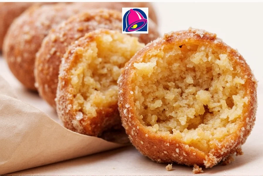 Taco Bell Cinnamon Balls historical menu item showing golden fried dough pieces coated in cinnamon sugar on white plate