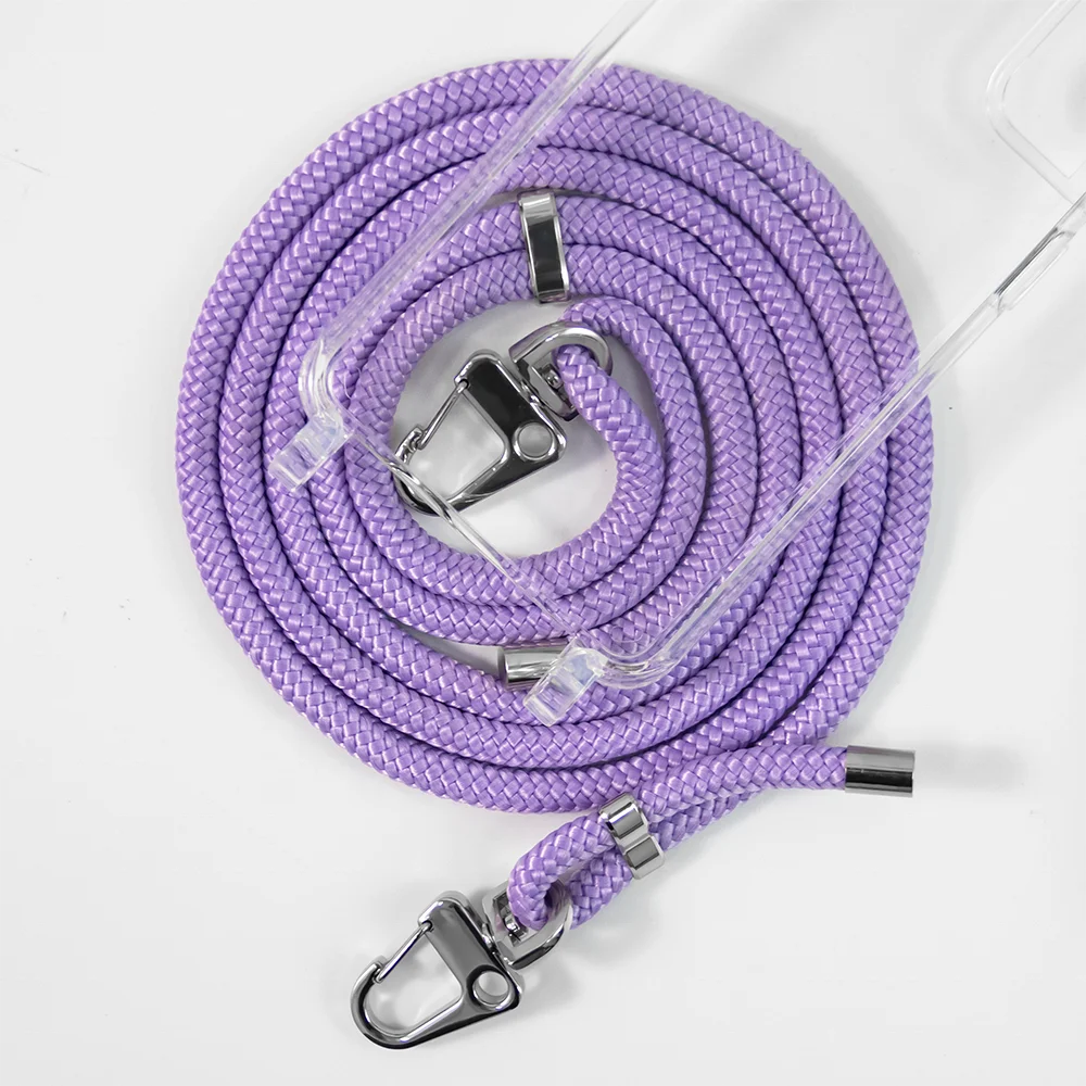 

TPU PC necklace phone covers high quality clear smart phone covers crossbody phone case with pp lanyard