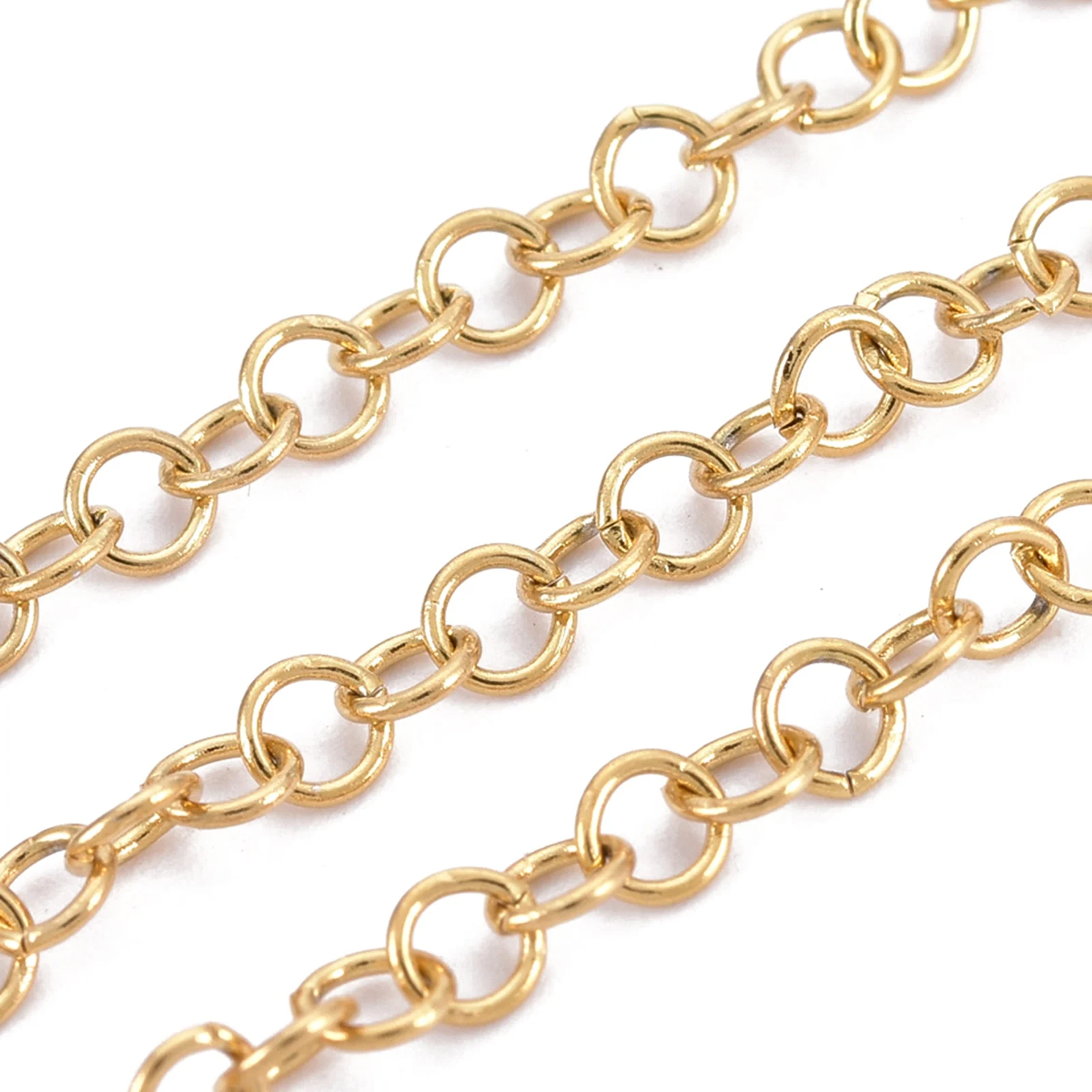 

PandaHall 304 Stainless Steel Golden Rolo Belcher Chainsl, Gold