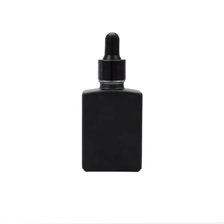 
popular ready to ship packaging dropper bottle frosted glass hair oil black 30ml bottle with dropper 1 oz square dropper bottle 