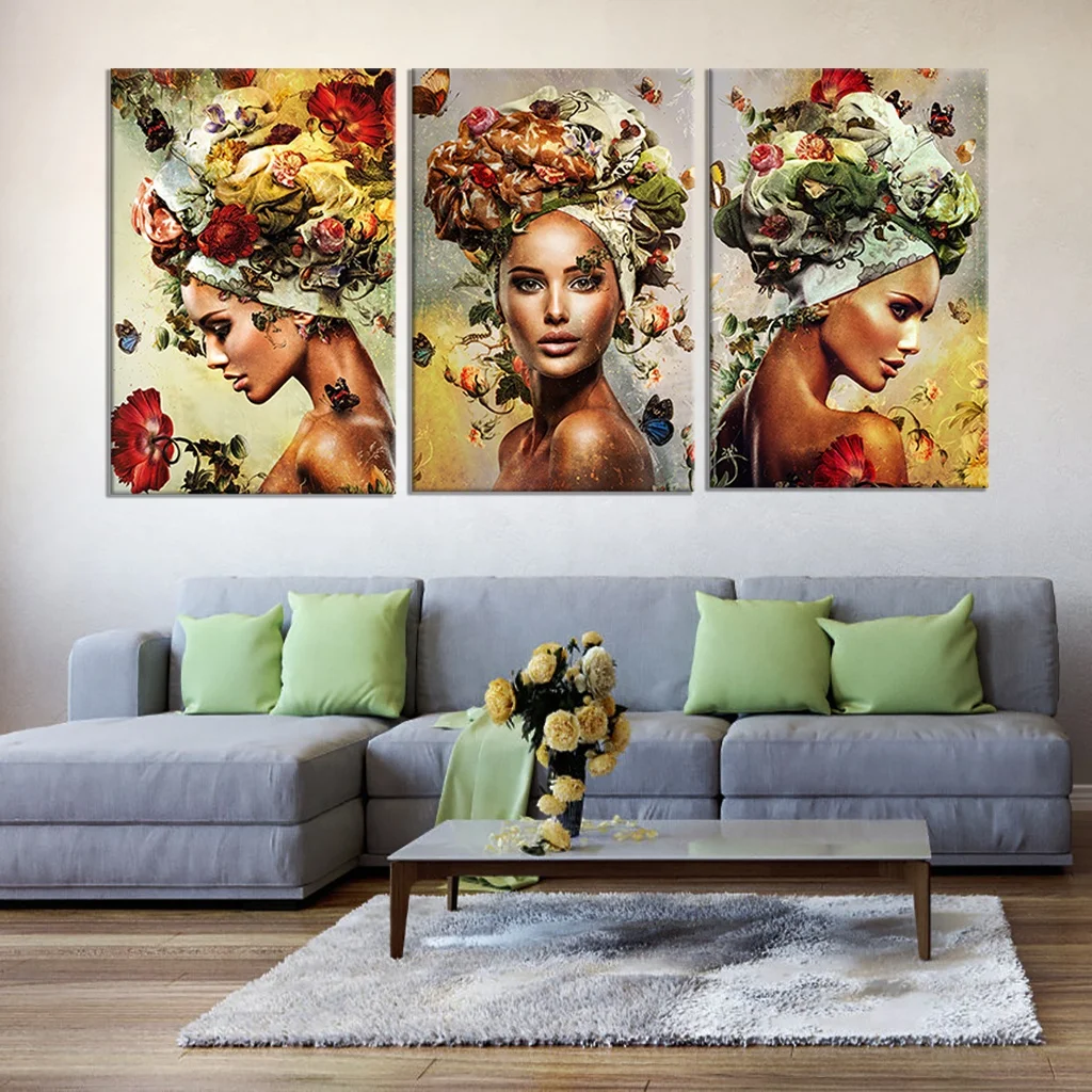 

Nordic Abstract Beautiful Sexy Girl Posters Vintage Room Decor Flower Picture Prints on Canvas Girl Bedroom Decoration, Multiple colours