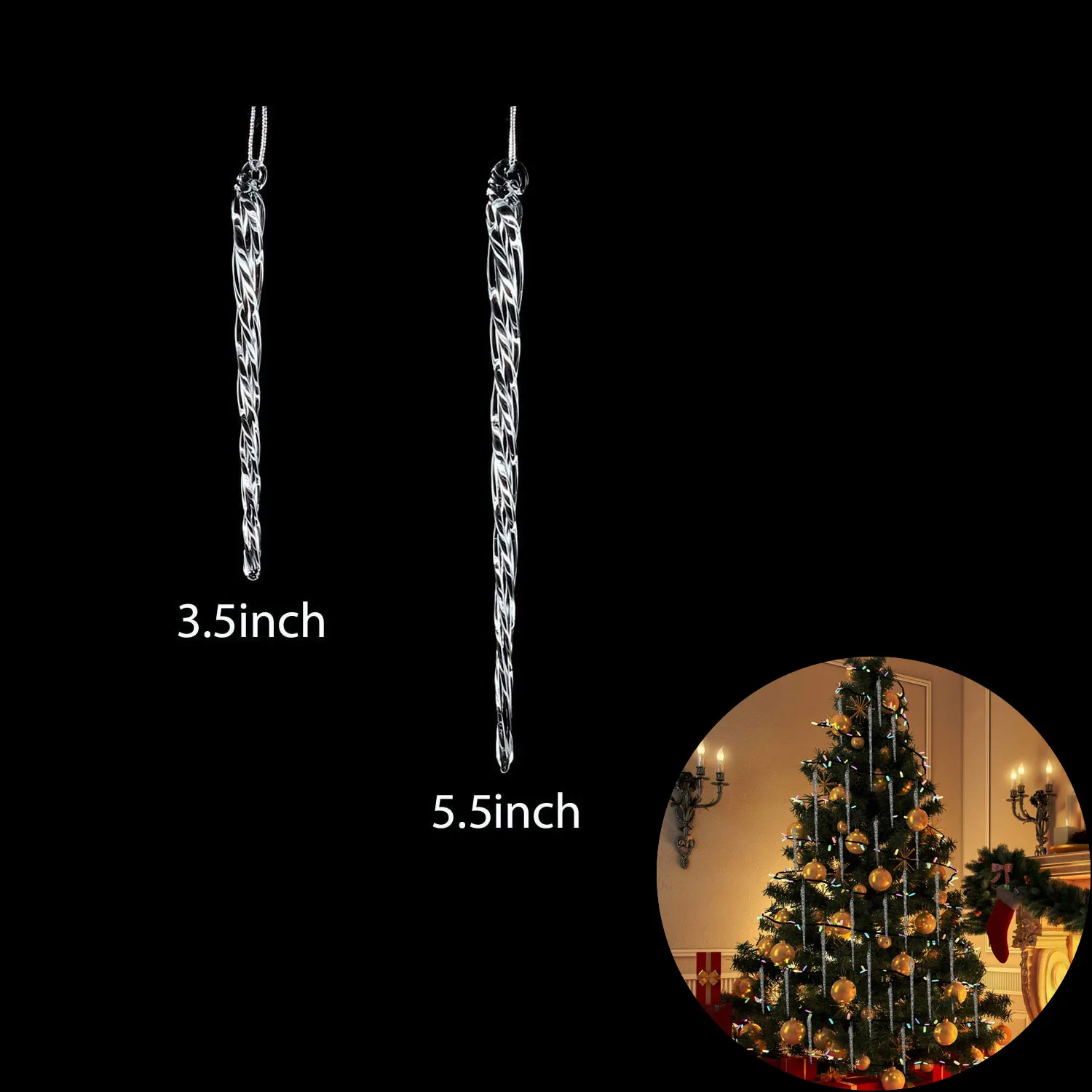 Icicle Christmas Ornaments Set Of 24 Icicles Tree Decorations Direct