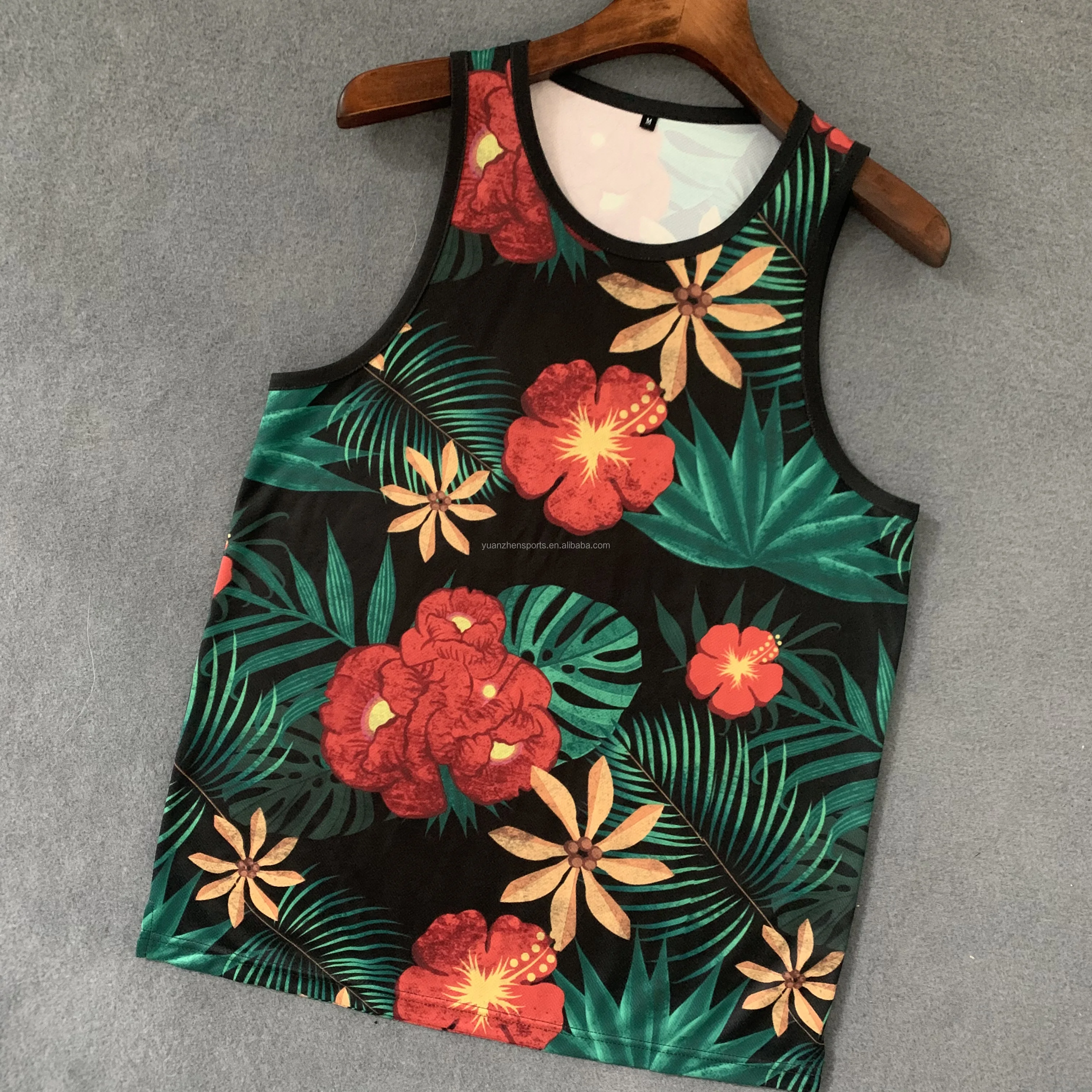 

fashion flower printing basketball jersey vest, Sublimation printing color
