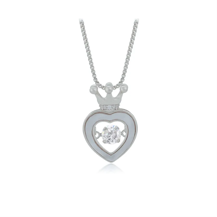 

YM necklace-01473 Xu Ping Jewelry elegant fashion luxury design crown heartbeat stone rhodium-colored necklace