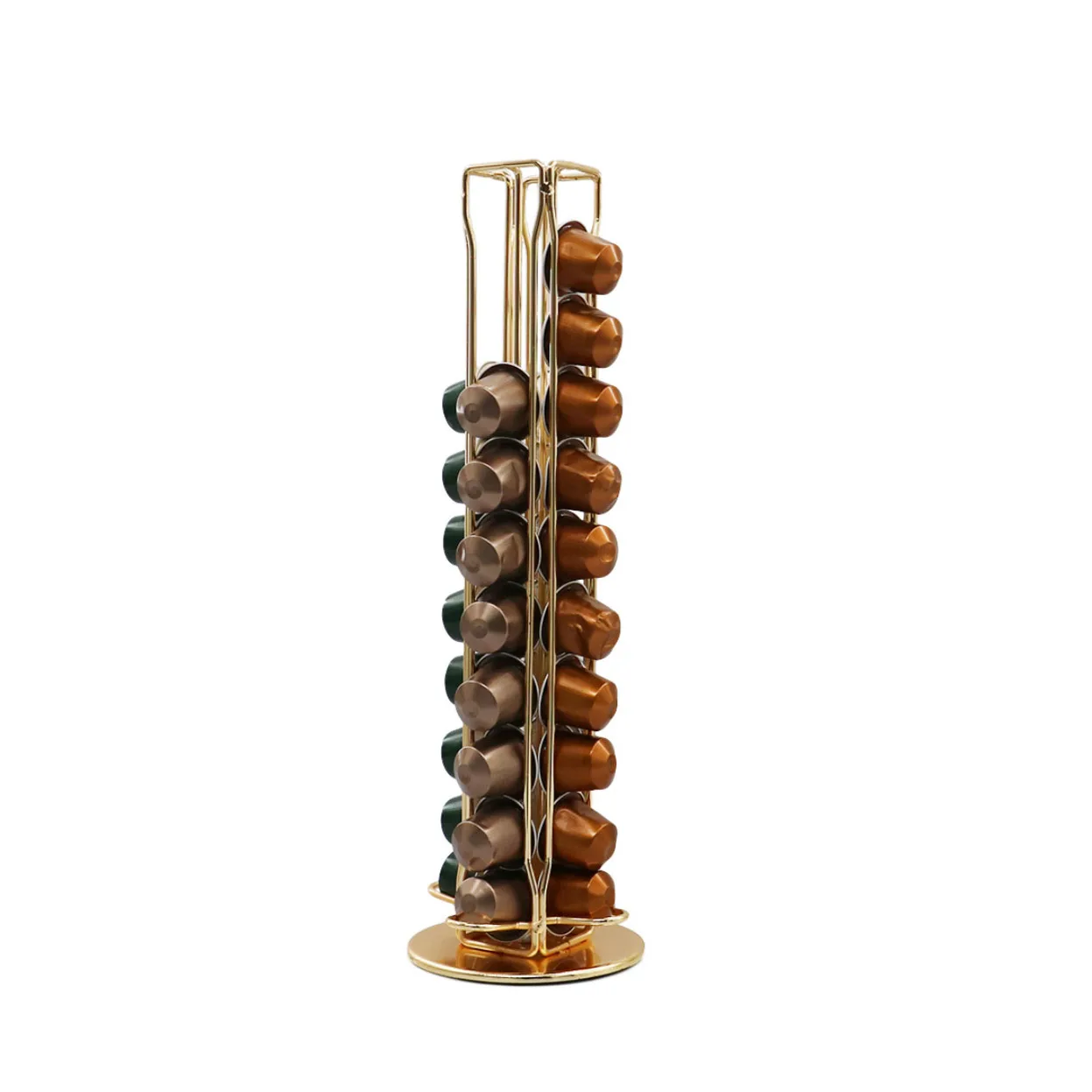 

Coffee holder Stainless Steel 360 rotating 40 capsule coffee cup pod holder tower stand rackfor nespresso