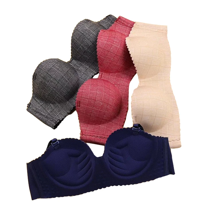 

Lattice print sexy Girls Push Up Seamless Wireless Underwear ladies Bra, Black, skin color, dark blue, wine red